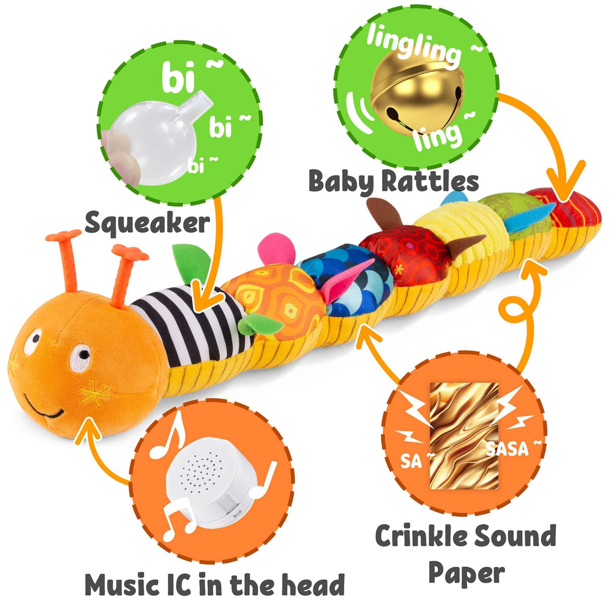 Montessori Stuffed Musical Caterpillar Montessori Stuffed Musical Caterpillar